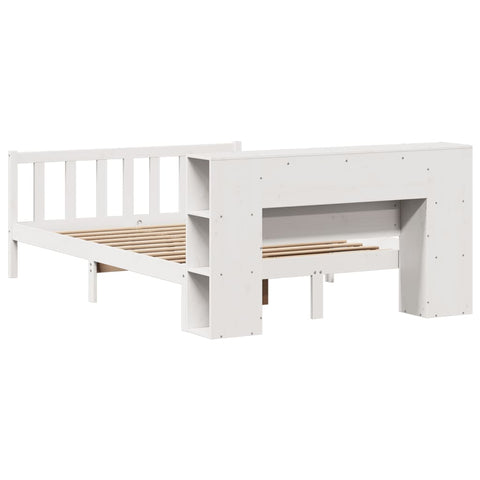 vidaXL Bookcase Bed without Mattress White 120x190 cm Small Double Solid Wood Pine