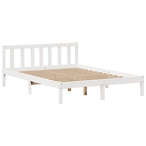 vidaXL Bookcase Bed without Mattress White 135x190 cm Double Solid Wood Pine