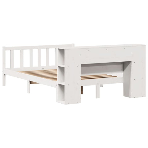 vidaXL Bookcase Bed without Mattress White 135x190 cm Double Solid Wood Pine