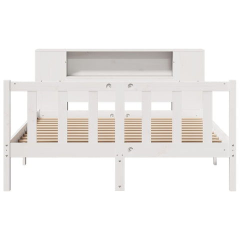 vidaXL Bookcase Bed without Mattress White 140x190 cm Solid Wood Pine