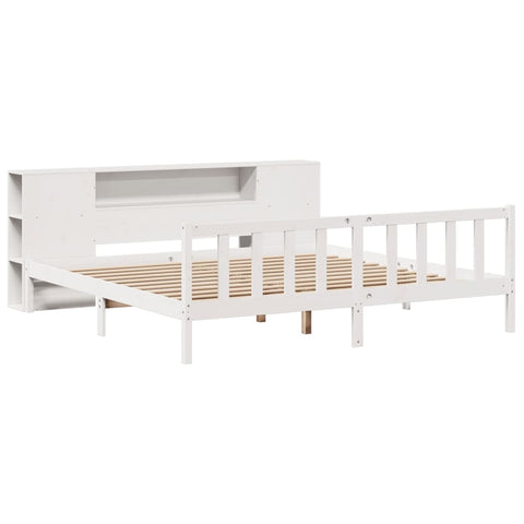 vidaXL Bookcase Bed without Mattress White 200x200 cm Solid Wood Pine