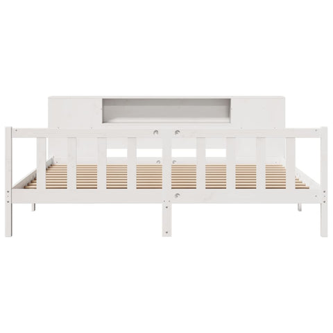 vidaXL Bookcase Bed without Mattress White 200x200 cm Solid Wood Pine
