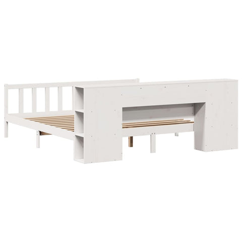 vidaXL Bookcase Bed without Mattress White 200x200 cm Solid Wood Pine