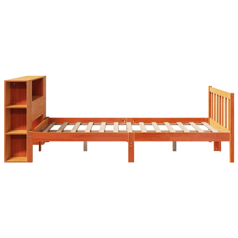 vidaXL Bookcase Bed without Mattress Wax Brown 120x190 cm Small Double Solid Wood Pine