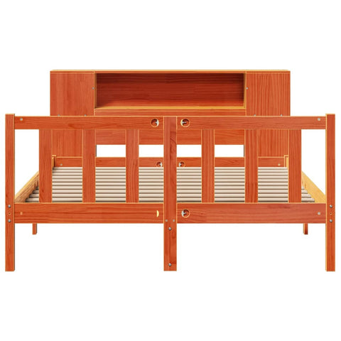 vidaXL Bookcase Bed without Mattress Wax Brown 140x200 cm Solid Wood Pine