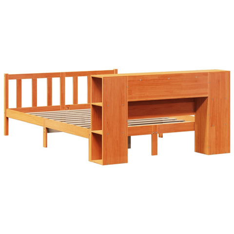vidaXL Bookcase Bed without Mattress Wax Brown 140x200 cm Solid Wood Pine