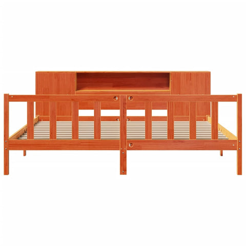 vidaXL Bookcase Bed without Mattress Wax Brown 200x200 cm Solid Wood Pine