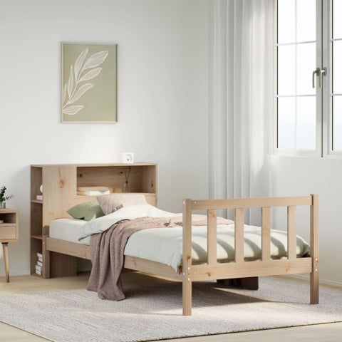 vidaXL Bookcase Bed without Mattress 75x190 cm Small Single Solid Wood Pine