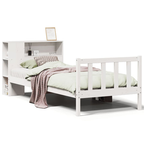 vidaXL Bookcase Bed without Mattress White 90x190 cm Single Solid Wood Pine