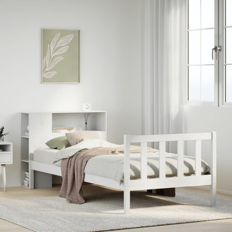 vidaXL Bookcase Bed without Mattress White 90x200 cm Solid Wood Pine
