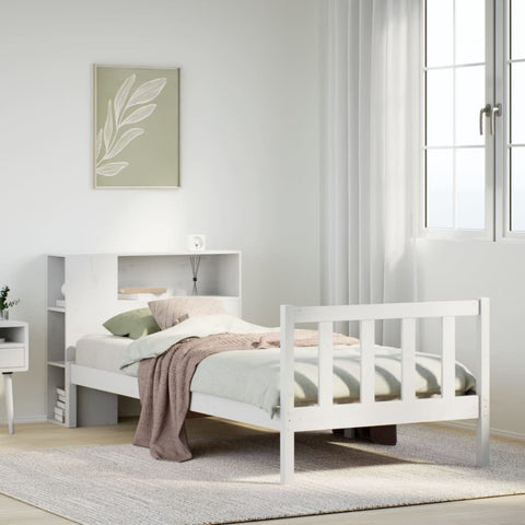 vidaXL Bookcase Bed without Mattress White 100x200 cm Solid Wood Pine