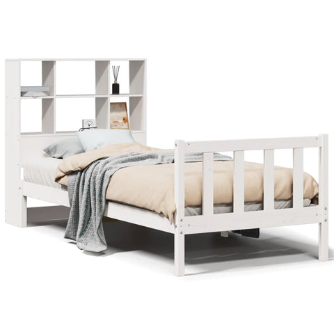 vidaXL Bookcase Bed without Mattress White 90x200 cm Solid Wood Pine