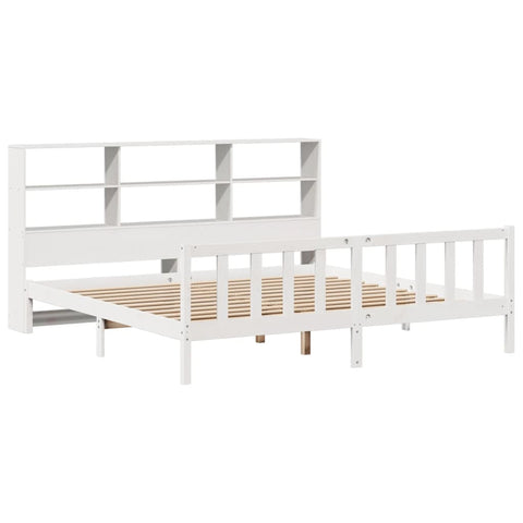 vidaXL Bookcase Bed without Mattress White 200x200 cm Solid Wood Pine