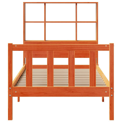 vidaXL Bookcase Bed without Mattress Wax Brown 90x190 cm Single Solid Wood Pine