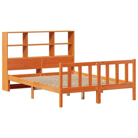 vidaXL Bookcase Bed without Mattress Wax Brown 120x190 cm Small Double Solid Wood Pine