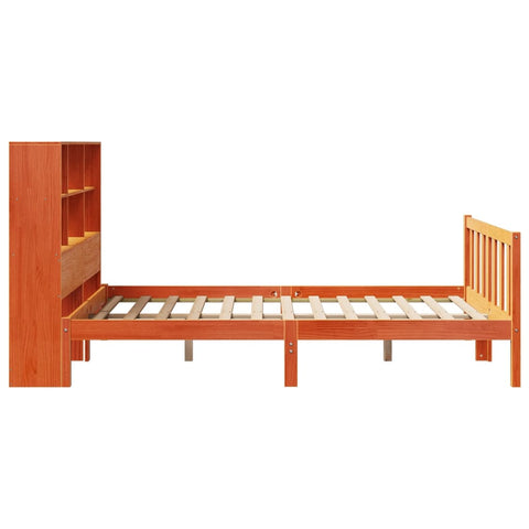 vidaXL Bookcase Bed without Mattress Wax Brown 120x190 cm Small Double Solid Wood Pine