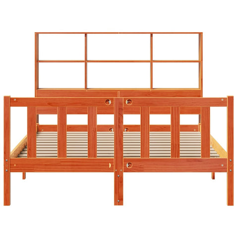 vidaXL Bookcase Bed without Mattress Wax Brown 135x190 cm Double Solid Wood Pine