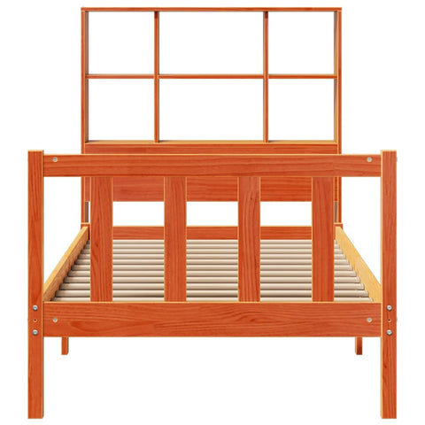 vidaXL Bookcase Bed without Mattress Wax Brown 100x200 cm Solid Wood Pine