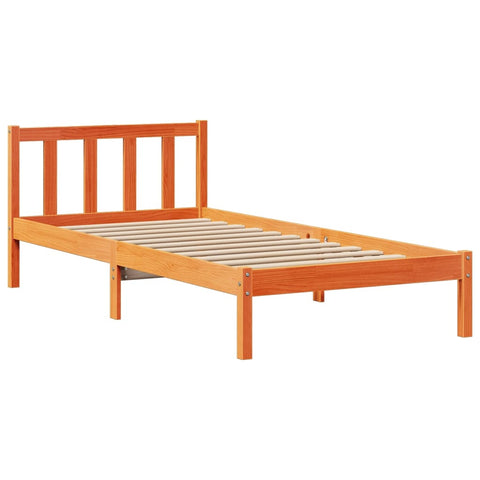 vidaXL Bookcase Bed without Mattress Wax Brown 100x200 cm Solid Wood Pine