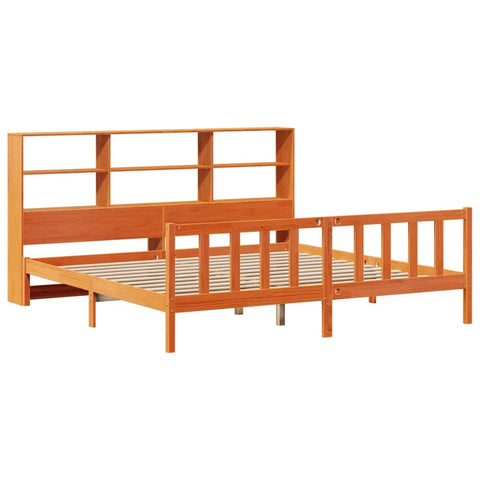 vidaXL Bookcase Bed without Mattress Wax Brown 180x200 cm Super King Solid Wood Pine