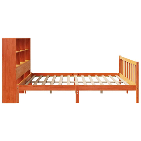 vidaXL Bookcase Bed without Mattress Wax Brown 200x200 cm Solid Wood Pine