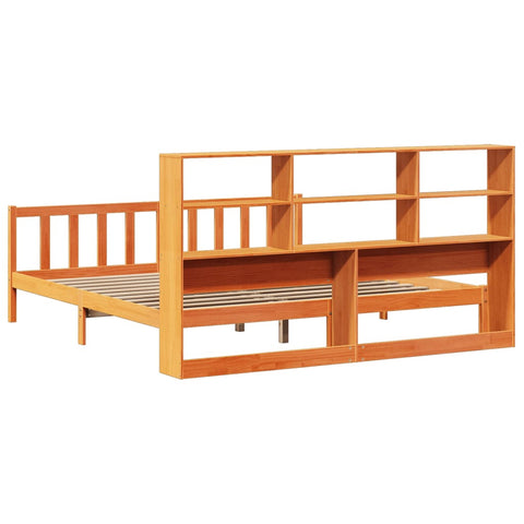 vidaXL Bookcase Bed without Mattress Wax Brown 200x200 cm Solid Wood Pine