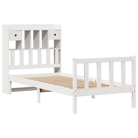 vidaXL Bookcase Bed without Mattress White 75x190 cm Small Single Solid Wood Pine