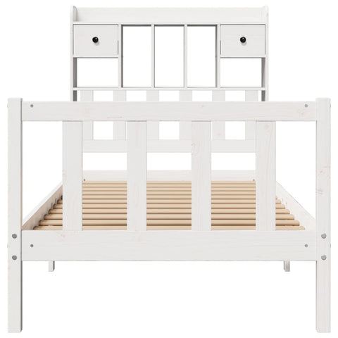 vidaXL Bookcase Bed without Mattress White 75x190 cm Small Single Solid Wood Pine