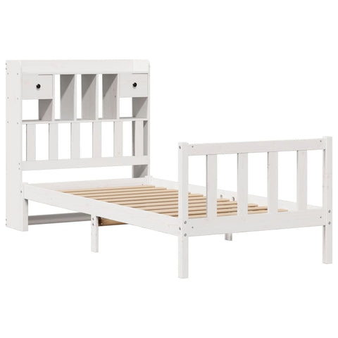 vidaXL Bookcase Bed without Mattress White 90x190 cm Single Solid Wood Pine