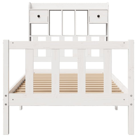 vidaXL Bookcase Bed without Mattress White 90x190 cm Single Solid Wood Pine