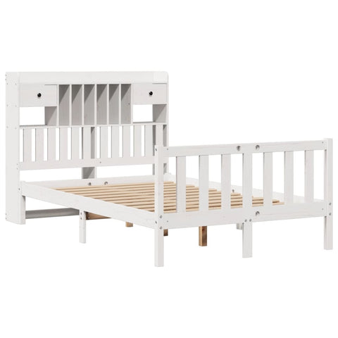 vidaXL Bookcase Bed without Mattress White 135x190 cm Double Solid Wood Pine