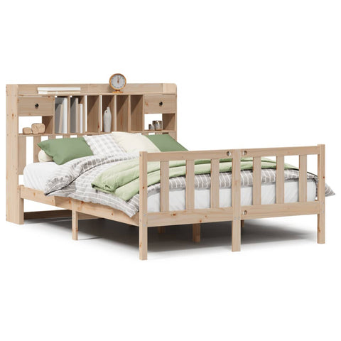 vidaXL Bookcase Bed without Mattress 140x190 cm Solid Wood Pine