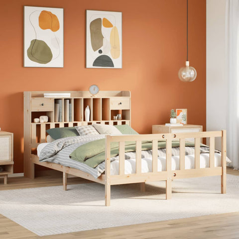 vidaXL Bookcase Bed without Mattress 140x190 cm Solid Wood Pine