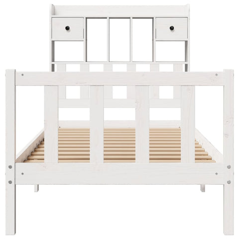 vidaXL Bookcase Bed without Mattress White 90x200 cm Solid Wood Pine