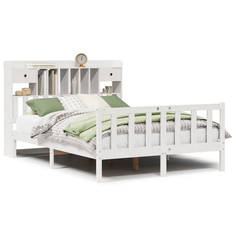 vidaXL Bookcase Bed without Mattress White 140x200 cm Solid Wood Pine