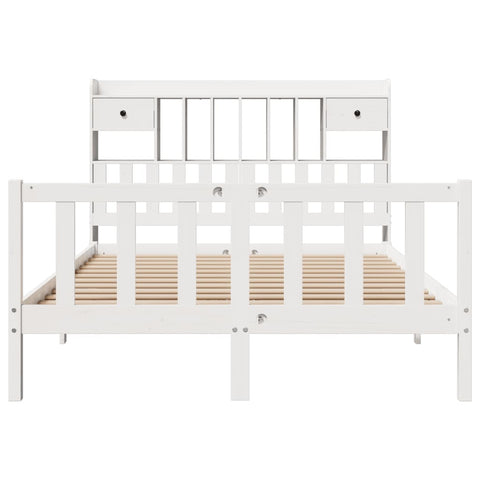 vidaXL Bookcase Bed without Mattress White 140x200 cm Solid Wood Pine