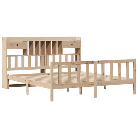 vidaXL Bookcase Bed without Mattress 180x200 cm Super King Solid Wood Pine