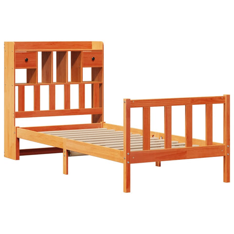 vidaXL Bookcase Bed without Mattress Wax Brown 90x190 cm Single Solid Wood Pine