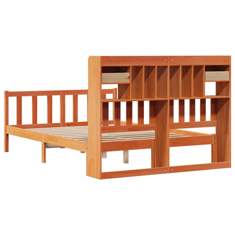 vidaXL Bookcase Bed without Mattress Wax Brown 140x190 cm Solid Wood Pine