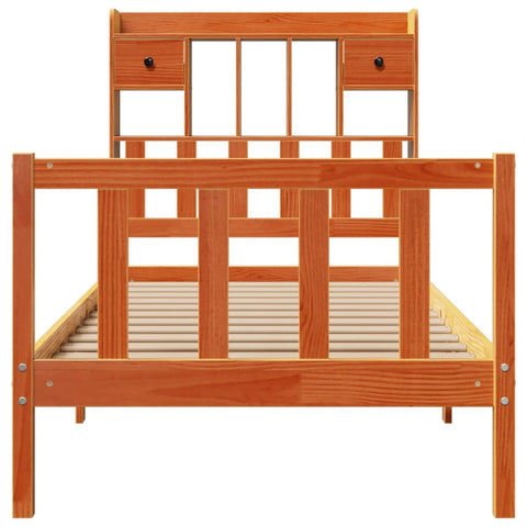 vidaXL Bookcase Bed without Mattress Wax Brown 90x200 cm Solid Wood Pine