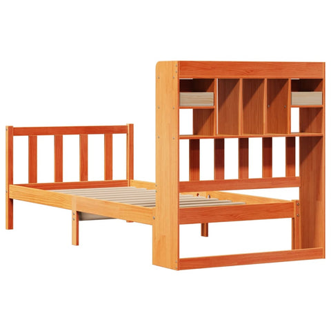 vidaXL Bookcase Bed without Mattress Wax Brown 90x200 cm Solid Wood Pine