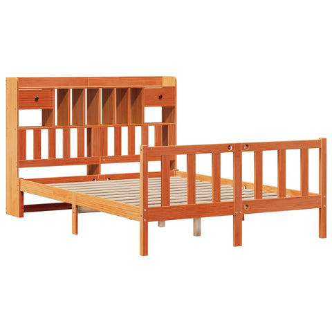 vidaXL Bookcase Bed without Mattress Wax Brown 140x200 cm Solid Wood Pine