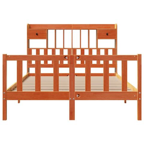 vidaXL Bookcase Bed without Mattress Wax Brown 140x200 cm Solid Wood Pine