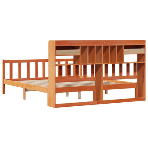 vidaXL Bookcase Bed without Mattress Wax Brown 200x200 cm Solid Wood Pine