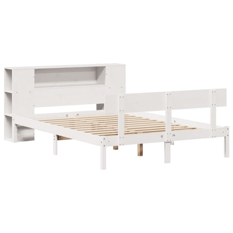 vidaXL Bookcase Bed without Mattress White 120x190 cm Small Double Solid Wood Pine