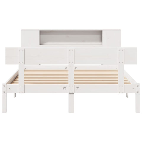 vidaXL Bookcase Bed without Mattress White 120x190 cm Small Double Solid Wood Pine