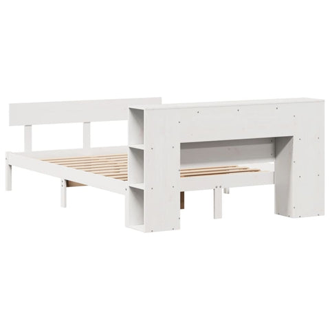 vidaXL Bookcase Bed without Mattress White 150x200 cm King Size Solid Wood Pine