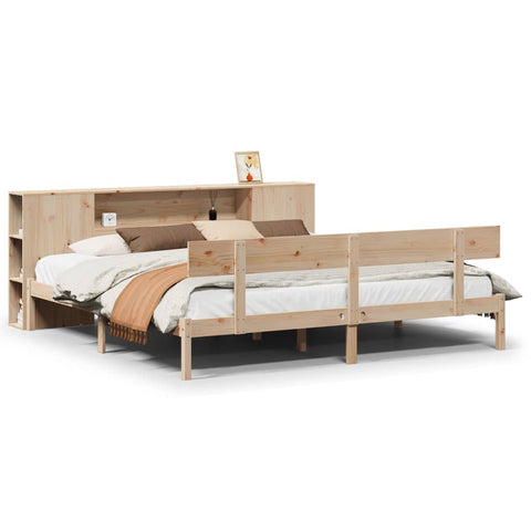 vidaXL Bookcase Bed without Mattress 180x200 cm Super King Solid Wood Pine