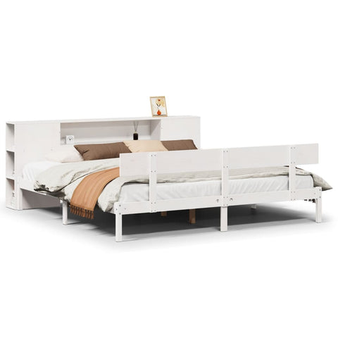 vidaXL Bookcase Bed without Mattress White 180x200 cm Super King Solid Wood Pine