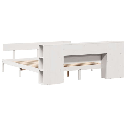 vidaXL Bookcase Bed without Mattress White 180x200 cm Super King Solid Wood Pine